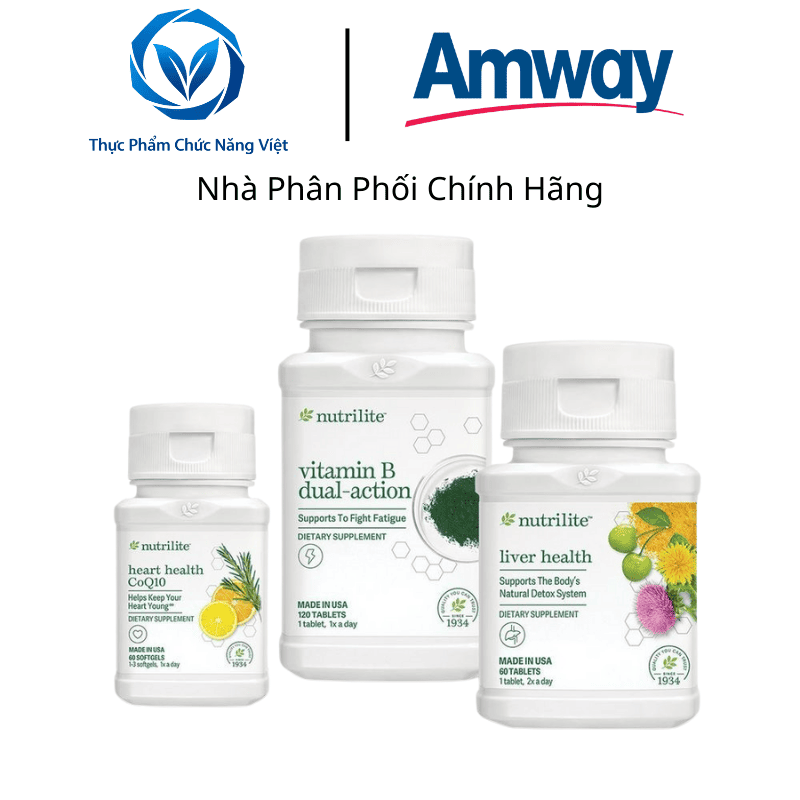 Bộ Sức Khỏe Nam Giới Amway CoQ10 Vitamin B Liver Health Tăng Năng Lượng Bảo Vệ Gan