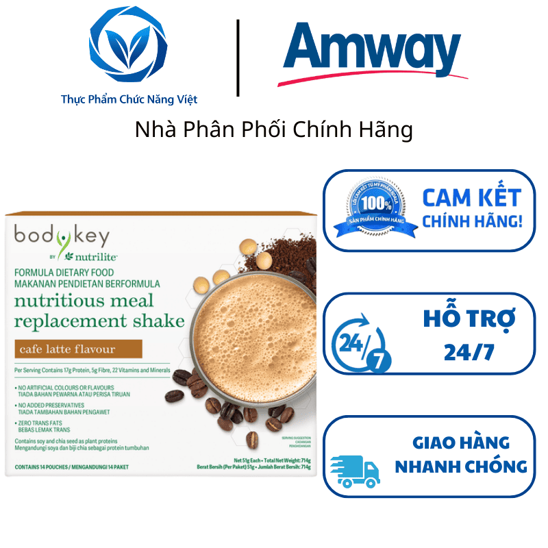 BodyKey Cafe Thức Uống Vị Cà Phê Hỗ Trợ Kiểm Soát Cân Nặng